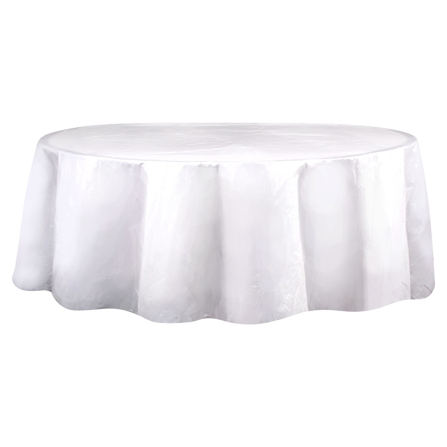 12Pk Round 84 IN Disposable Party Table Cover Lot45 White Plastic Tablecloths